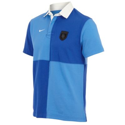 Blue short sleeved rugby shirt