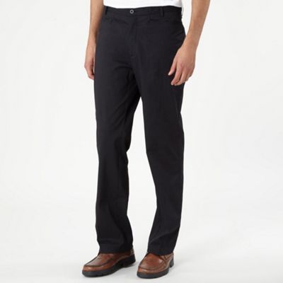 Black flat front golf trousers