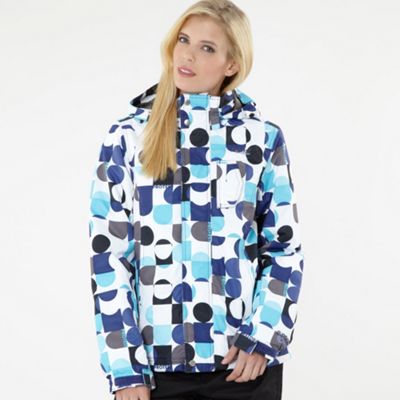 White tile print ski jacket