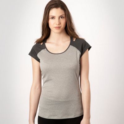 Grey cut out racer back t-shirt