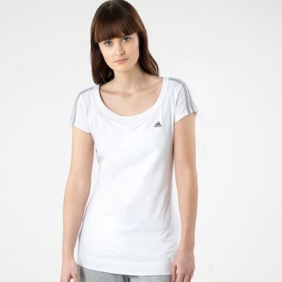 adidas White essentials 3 stripes t-shirt
