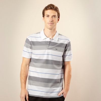 Nike White striped pique polo shirt