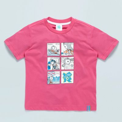 Pink junior mascots comic strip graphic t-shirt