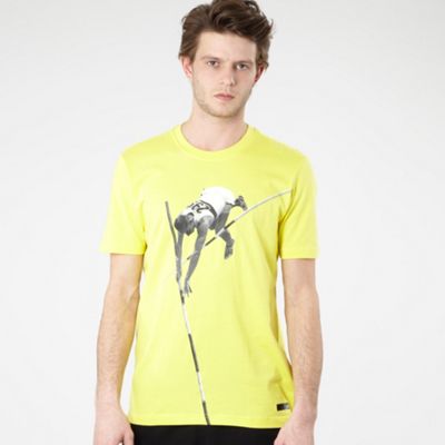 adidas Yellow athlete print t-shirt