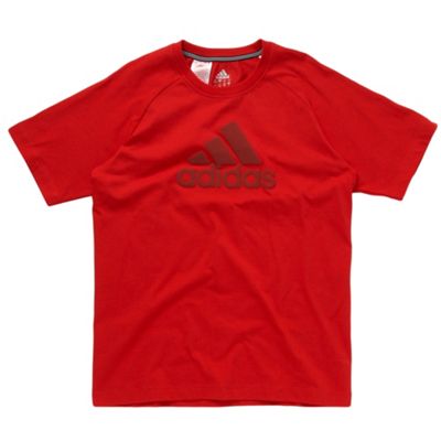 adidas Boys red brand logo t-shirt