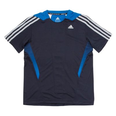 adidas Boys navy panelled sports t-shirt