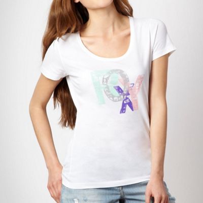 Roxy White stamped logo t-shirt