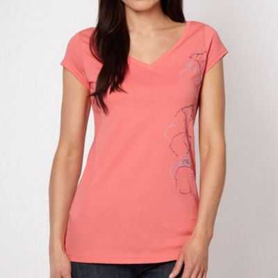 ONeill Peach floral V neck t-shirt