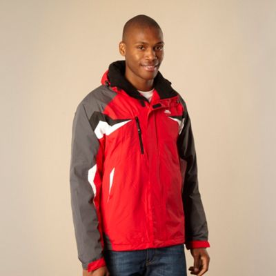 Red hooded performance jacket                                                                                                   