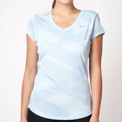 Nike light blue printed V neck top                                                                                              