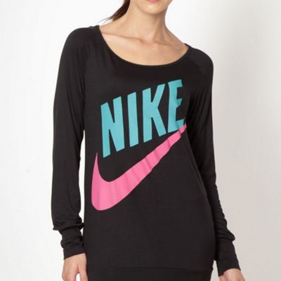 Nike black long sleeved logo top                                                                                                