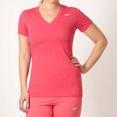 Nike pink slim fitting V neck t-shirt                                                                                           