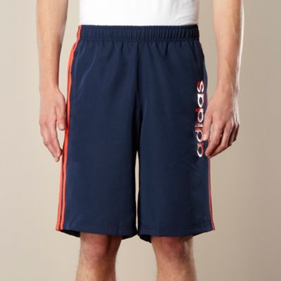 Adidas navy branded striped shorts                                                                                              