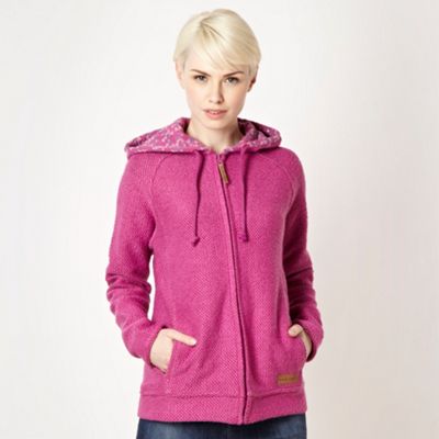 Dark pink textured zip through hoodie                                                                                           