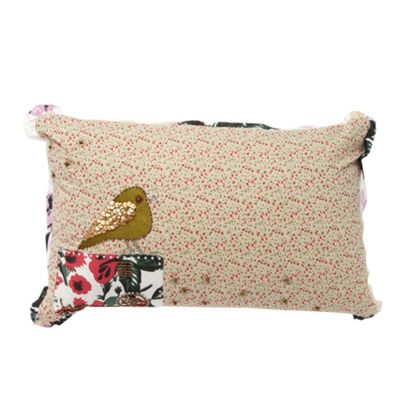 Cream floral embellished bird cushion                                                                                           