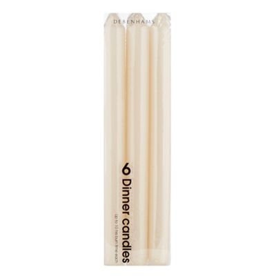 Pack of six cream dinner candles                                                                                                