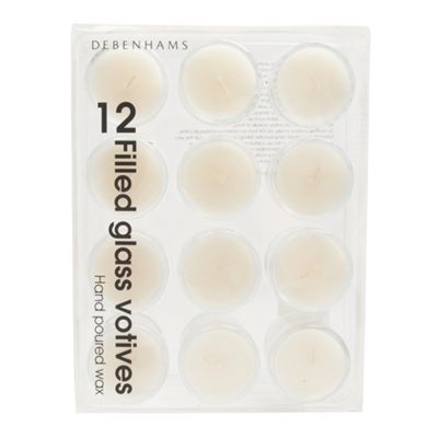 Set of twelve cream glass candles                                                                                               