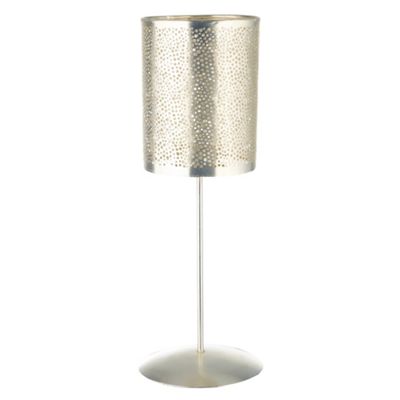 Silver punched metal tealight lamp