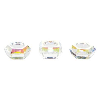 Pack of three cut glass tea light holders