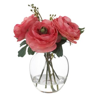 Pink Ranunculus in a fishbowl