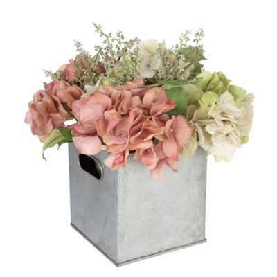 Pink metal boxed flower arrangement