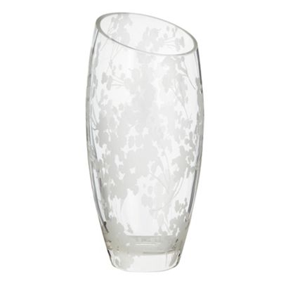 Glass floral print vase