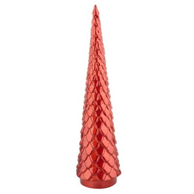 Large red ceramic Christmas tree
