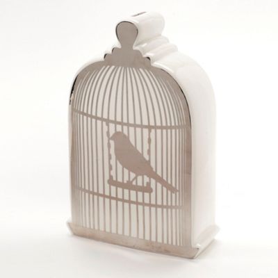 White bird cage money box