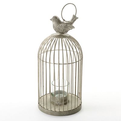 Cream large tealight candle bird cage