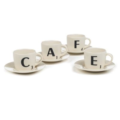 Cream scrabble espresso set