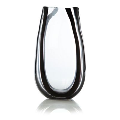 Glass purple and clear striped vase                                                                                             