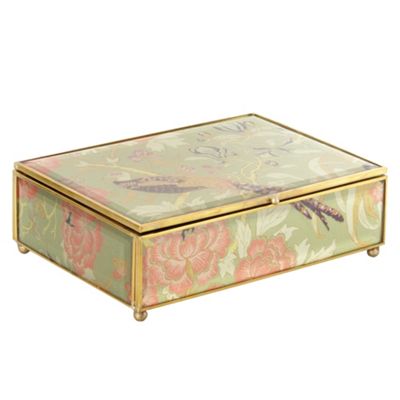 Gold metallic peacock motif jewellery box                                                                                       