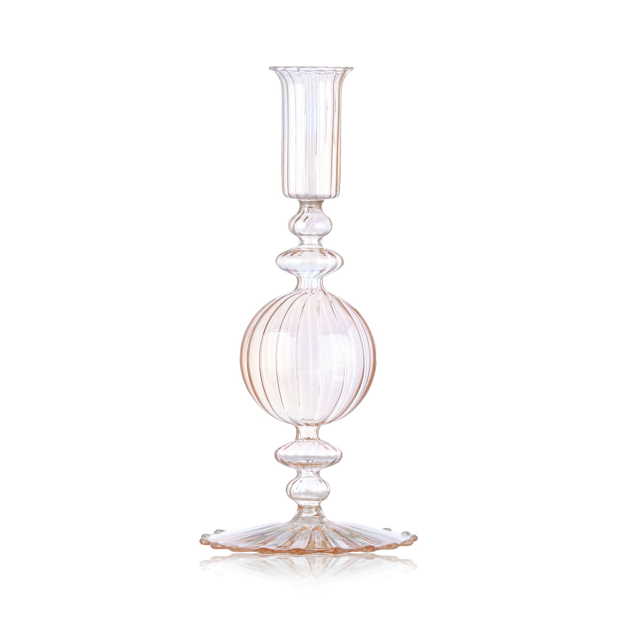 Star By Julien Macdonald Designer Pink Lustre Glass Candle Stick Holder