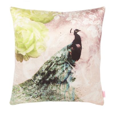... Williamson Cream peacock printed satin cushion- at Debenhams