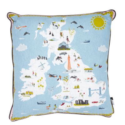 Blue 'British Isles' cushion                                                                                                    
