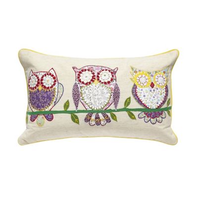 Natural three owl cushion