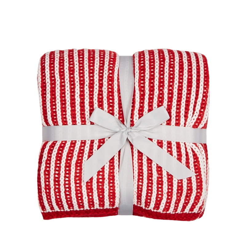 Home Collection - Red And White Striped Knitted Throw Review