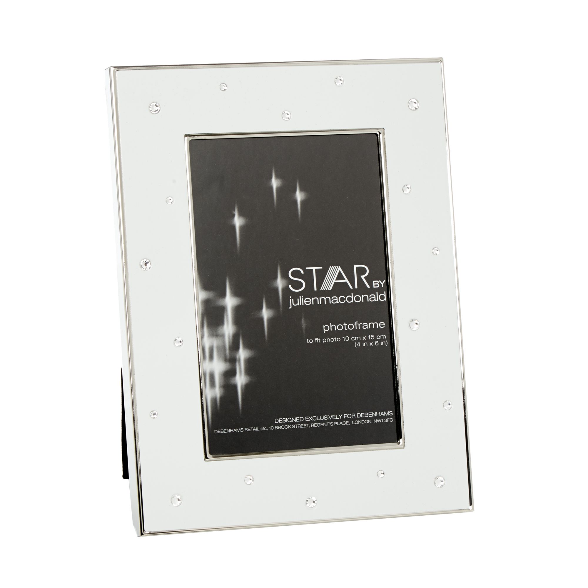 Star By Julien Macdonald Designer White Metal Gem 4 X 6 Inch Photo Frame