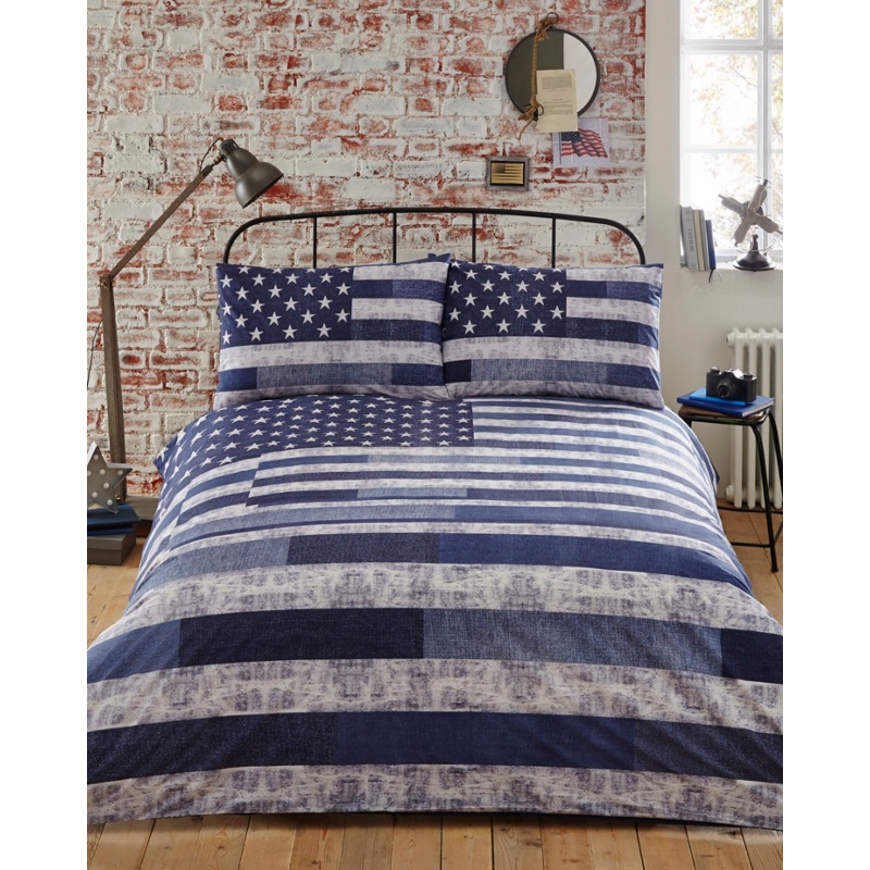 Home Collection - Blue Printed 'Vintage Flag' Bedding Set Review