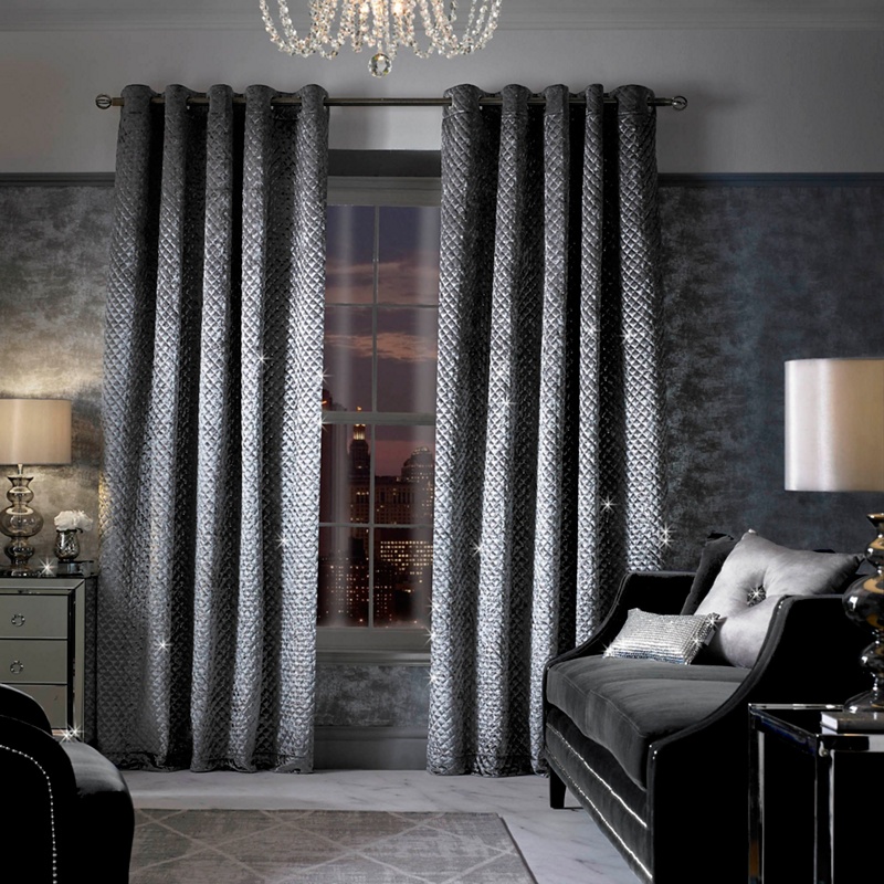 Kylie Minogue at home - Silver 'Grazia' Curtains Review