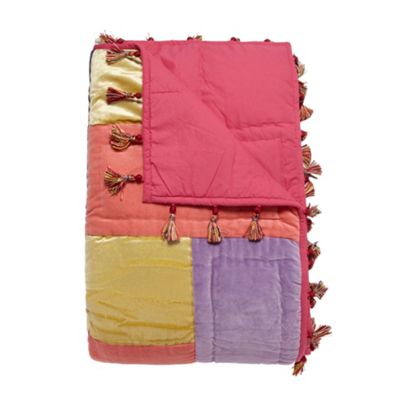 Designer pink velvet patchwork throw                                                                                            