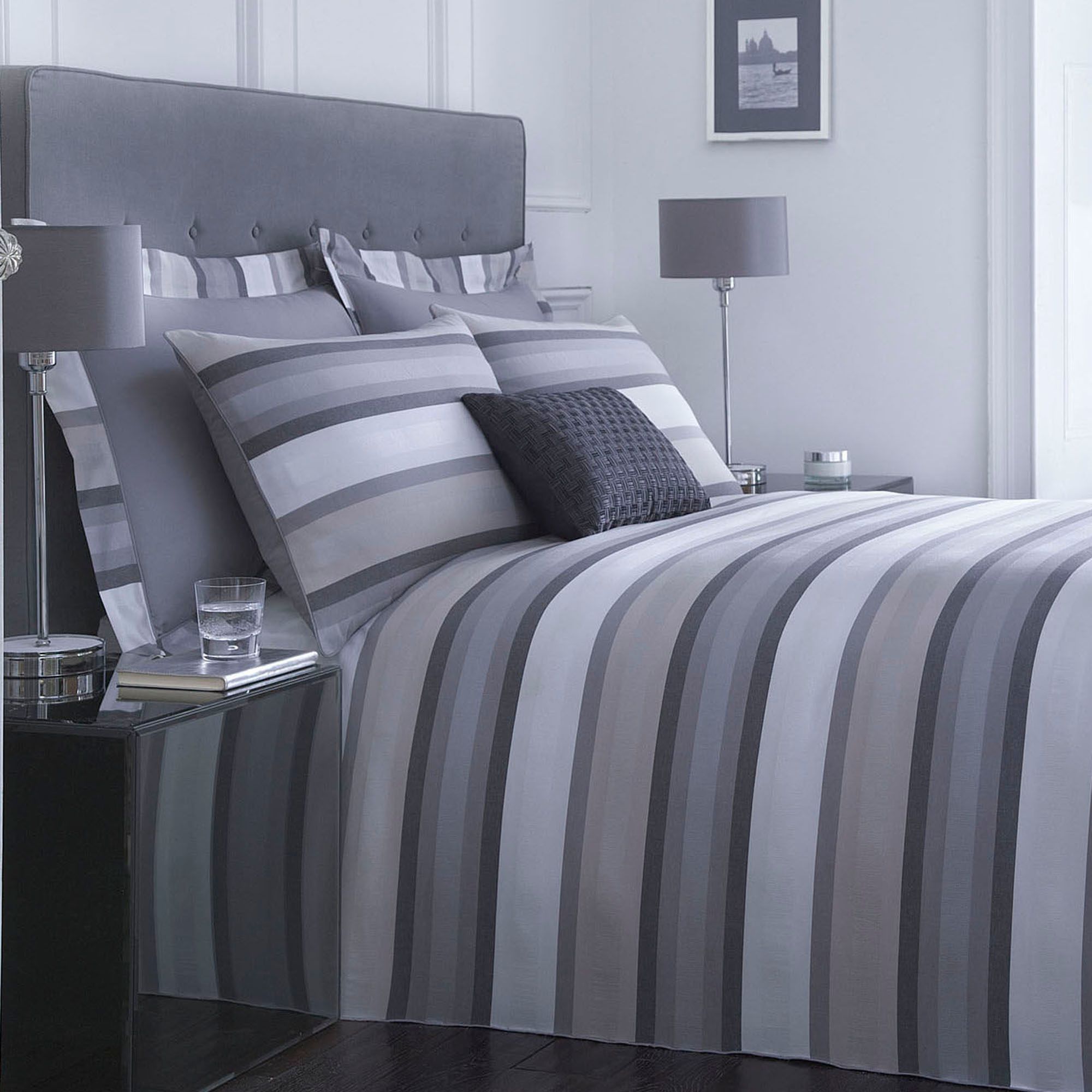 J By Jasper Conran Grey And Blue Striped Bingham Bed Linen From Debenhams Ebay