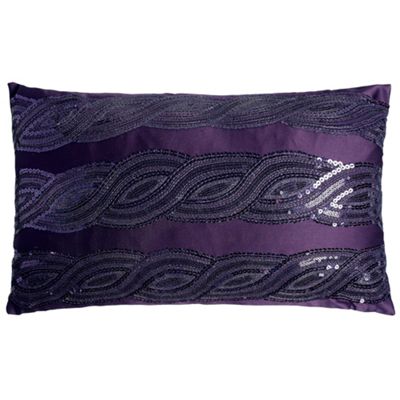 Purple wavy sequinned cushion