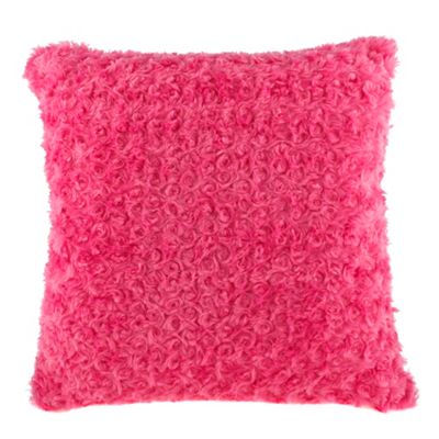 Pink faux fur cushion