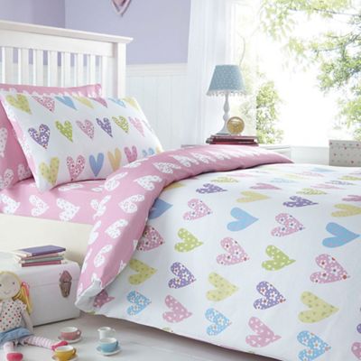 bluezoo Kids' pink heart print duvet cover and pillow case ...