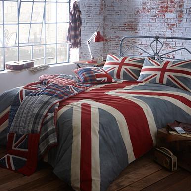 Grey 'Vintage Union Jack' bed linen - Debenhams.com