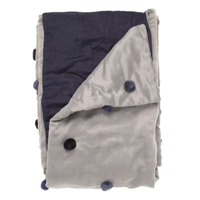 Designer blue pom pom throw                                                                                                     