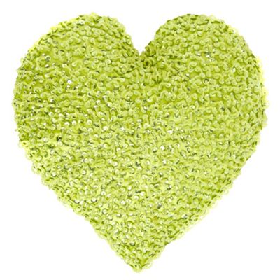 Lime Sequin Heart cushion