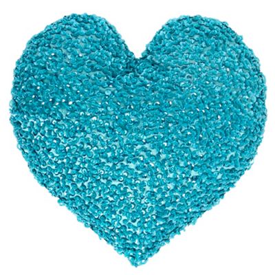 Dark turquoise Sequin Heart cushion