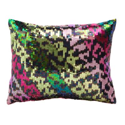 Pink animal sequinned cushion